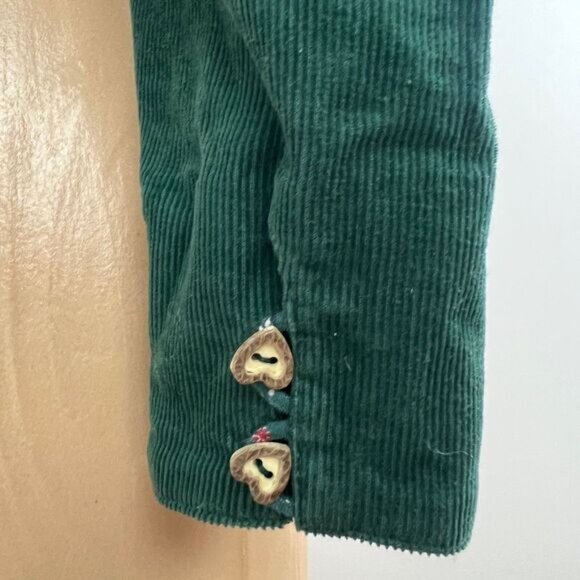 VTG Eger Germany Women's 8 Green Corduroy Button Down Shirt Top Fairy Whimsical - Picture 6 of 16